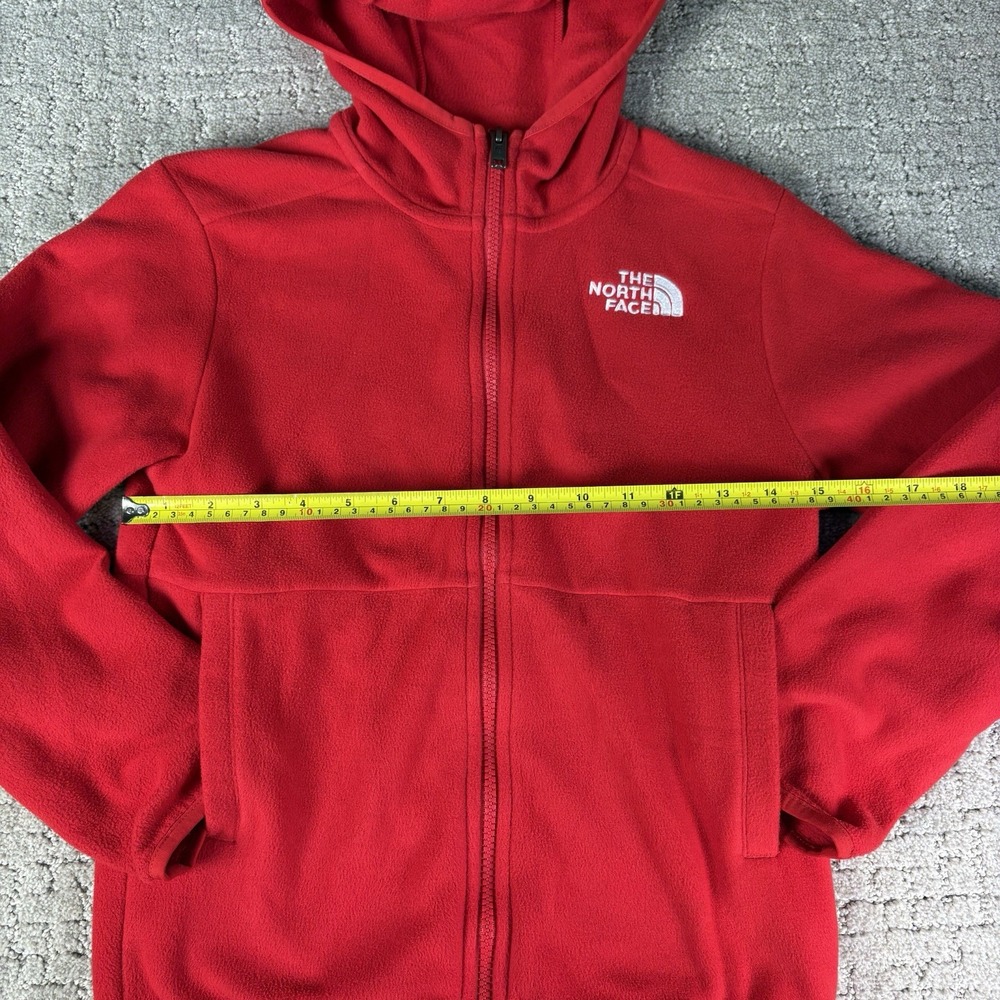 Teen The North Face Bright Red Full-zip Up Fleece Sweater Size Medium (10) - Picture 4 of 6